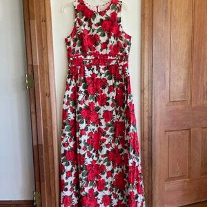 JULES REID The Peony in 50's Rose Party Holiday Christmas Maxi Dress 14